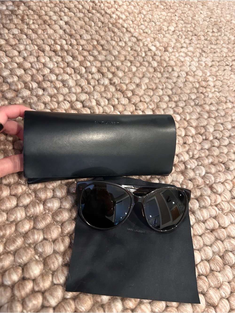 Yves Saint Laurent Brown Square Sunglasses with Gold YSL Accent